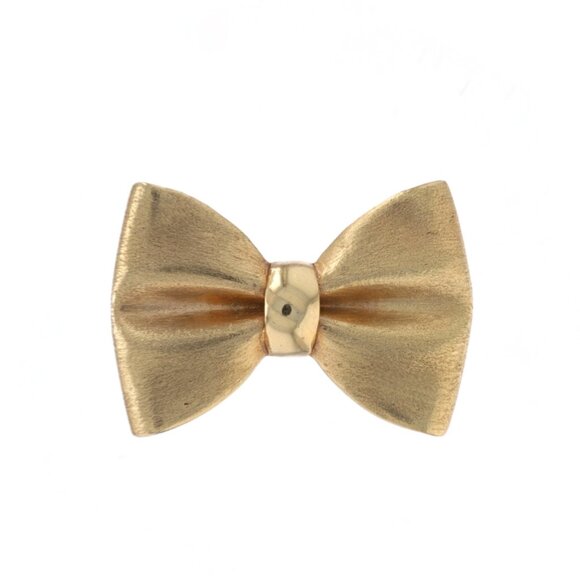 Yellow Gold Bow Convertible Brooch/Pendant Pin - 14k Tied Ribbon Pin